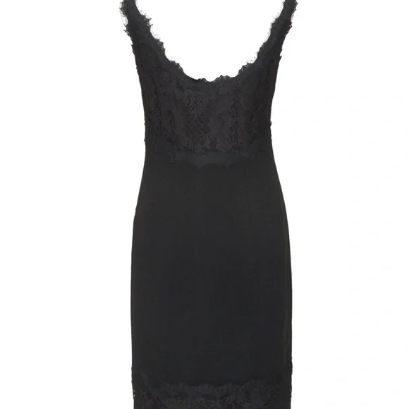DIANE VON FURSTENBERG Black Dress Lace Spaghetti Strap Knee Length Sz 4 - Picture 6 of 7